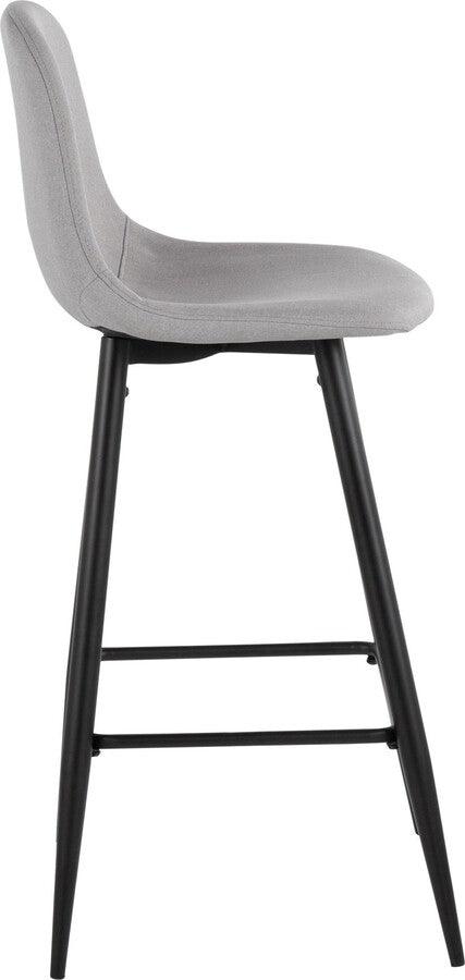 Lumisource Barstools - Pebble Barstool In Black Metal & Light Grey Fabric (Set of 2)