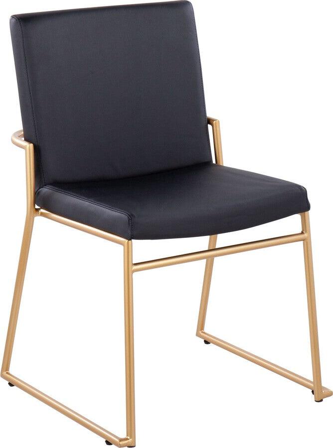 Lumisource Dining Chairs - Dutchess Contemporary Dining Chair In Gold Steel & Black Faux Leather (Set of 2)
