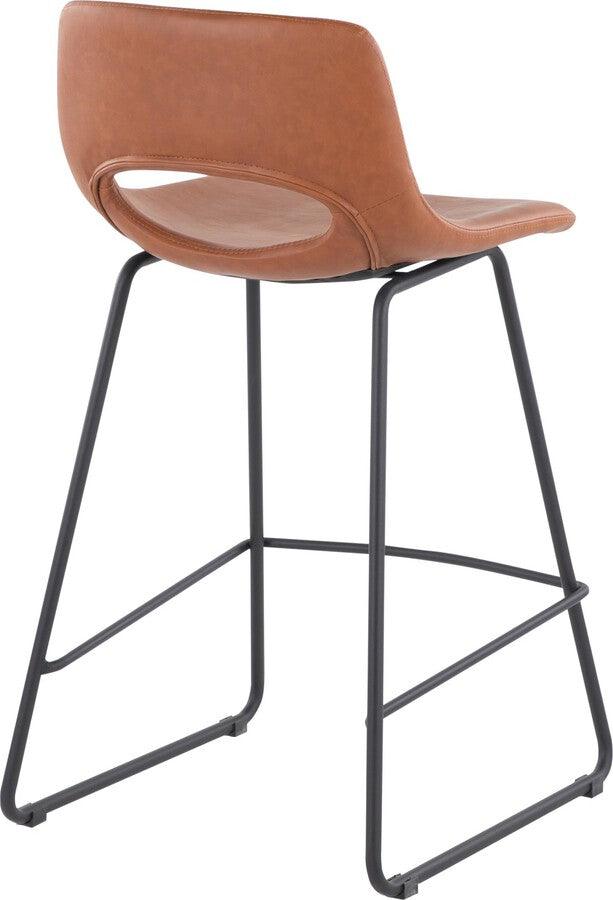 Lumisource Barstools - Robbi Counter Stool In Black Steel & Camel Faux Leather (Set of 2)