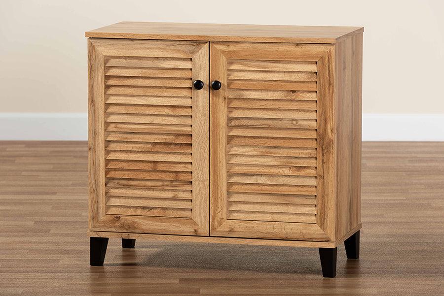 Wholesale Interiors Shoe Storage - Coolidge Oak Brown Finished Wood 2-Door Shoe Storage Cabinet