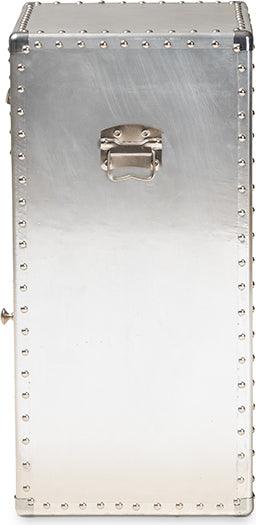 Wholesale Interiors Buffets & Cabinets - Serge French Industrial Silver Metal 1-Door Accent Storage Cabinet
