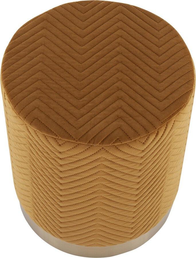 Lumisource Ottomans & Stools - Marla Contemporary/Glam Chevron Ottoman in Gold Steel & Golden Velvet