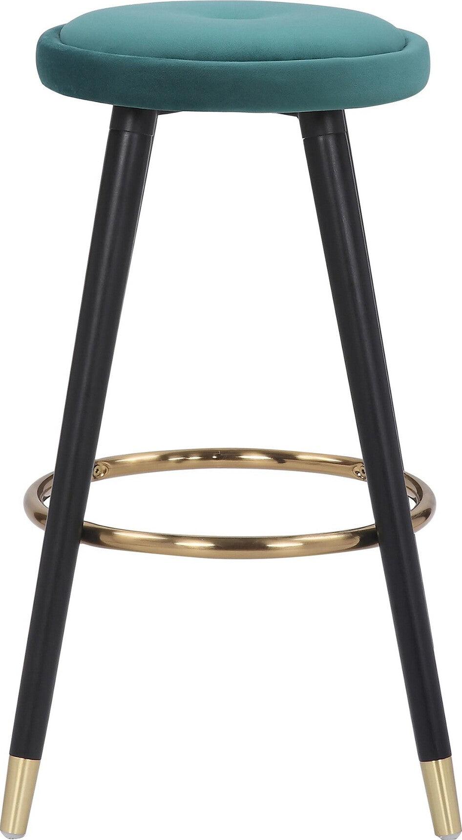 Lumisource Barstools - Cavalier Counter Stool (Set of 2) Black & Green Velvet