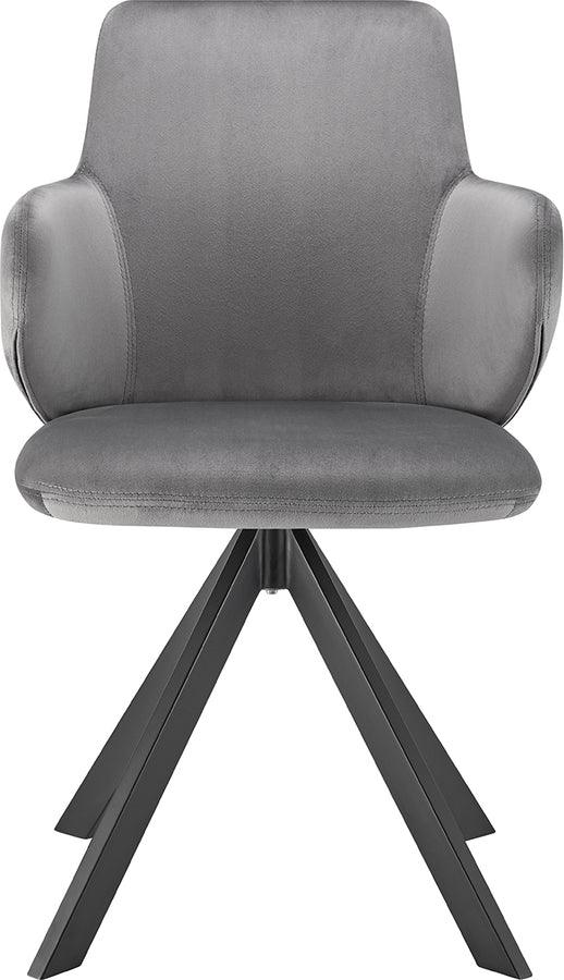 Euro Style Accent Chairs - Vigo Swivel Side Chair in Gray Velvet with Black Steel Legs - Set of 1