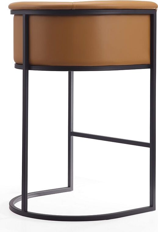 Manhattan Comfort Barstools - Cosmopolitan 37.8 in. Camel and Black Metal Barstool (Set of 2)