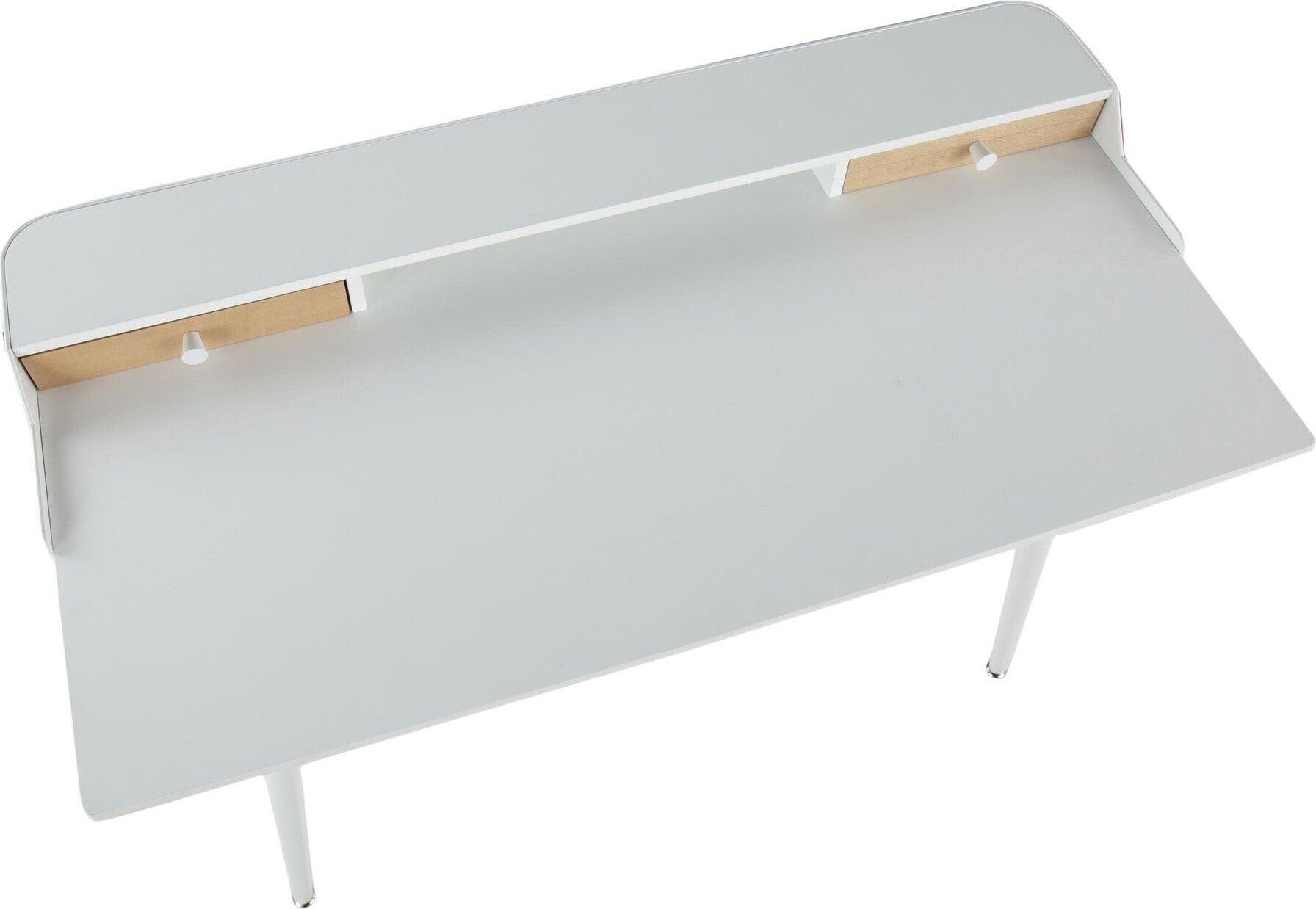 Lumisource Desks - Harvey Desk White & Natural