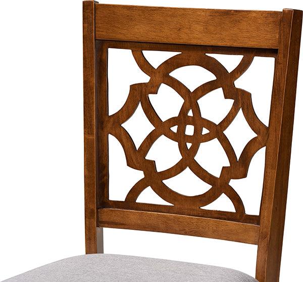 Wholesale Interiors Dining Sets - Sadie Grey Fabric Upholstered and Walnut Brown Finished Wood 7-Piece Dining Set