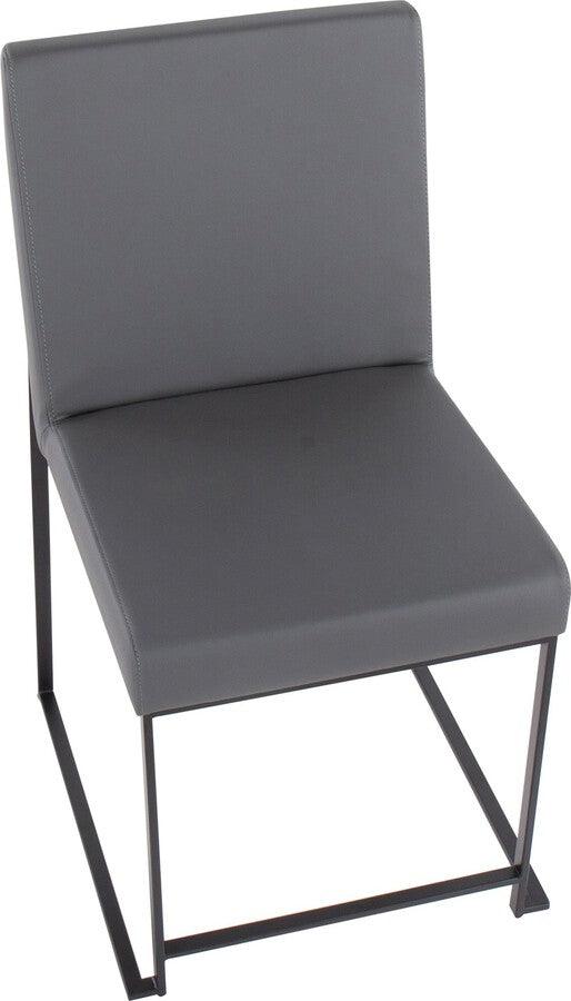 Lumisource Dining Chairs - High Back Fuji Contemporary Dining Chair In Black Steel & Grey Faux Leather (Set of 2)
