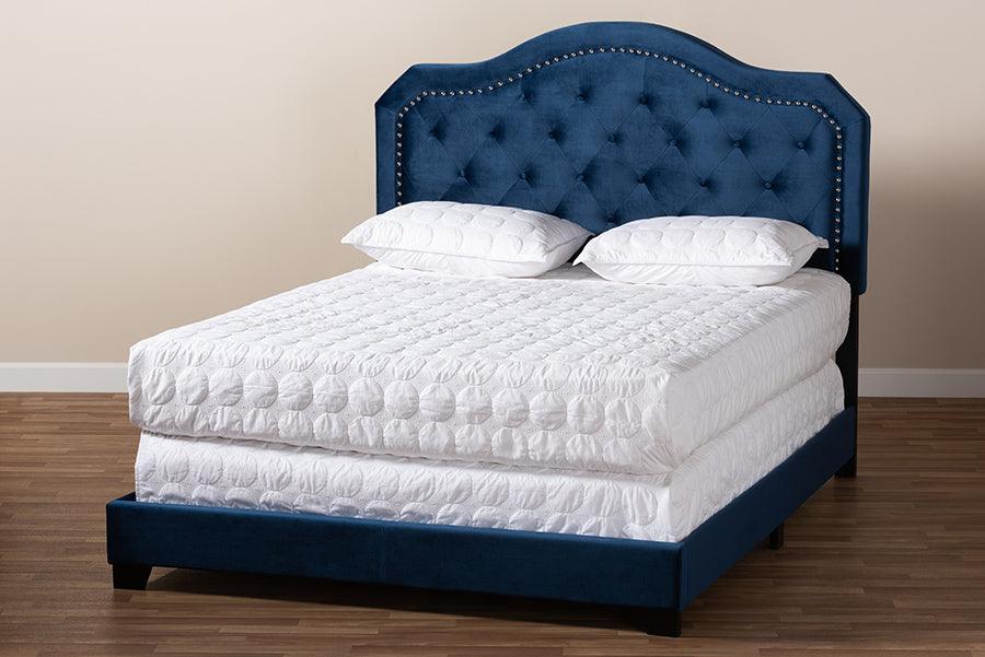 Wholesale Interiors Beds - Samantha Queen Bed Navy Blue & Black