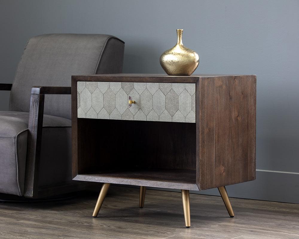 SUNPAN Nightstands & Side Tables - Aniston Nightstand - Dark Mango - Taupe Shagreen Taupe