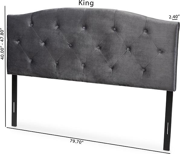 Wholesale Interiors Headboards - Leone Grey Velvet Fabric Upholstered King Size Headboard