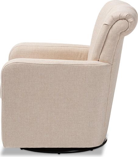 Wholesale Interiors Accent Chairs - Rayner Modern And Contemporary Beige Fabric Upholstered Swivel Chair
