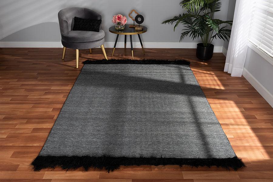 Wholesale Interiors Indoor Rugs - Dalston Modern and Contemporary Dark Gray and Black Handwoven Wool Blend Area Rug
