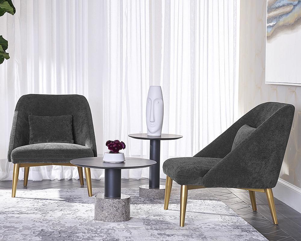 SUNPAN Side & End Tables - Monaco End Table Black Gray Marble & Raw Umber