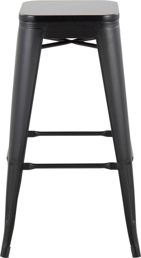 Lumisource Barstools - Oregon Barstool In Black Steel & Black Wood (Set of 2)