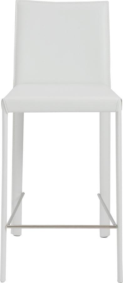 Euro Style Barstools - Hasina Counter Stool in White with Polished Stainless Steel Legs - Set of 2