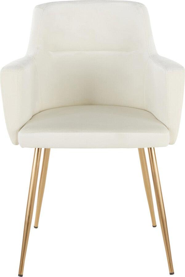 Lumisource Dining Chairs - Andrew Contemporary Dining/Accent Chair in Gold Metal and Cream Velvet - Set of 2