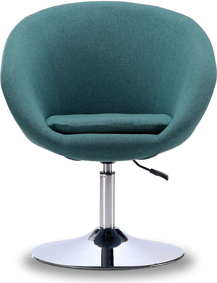 Manhattan Comfort Accent Chairs - Hopper Sky Blue and Polished Chrome Twill Adjustable Height Chair