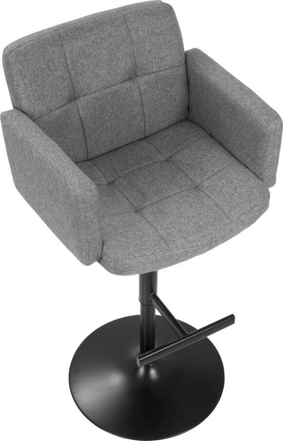 Lumisource Barstools - Stout Contemporary Adjustable Barstool with Swivel in Black with Grey Fabric