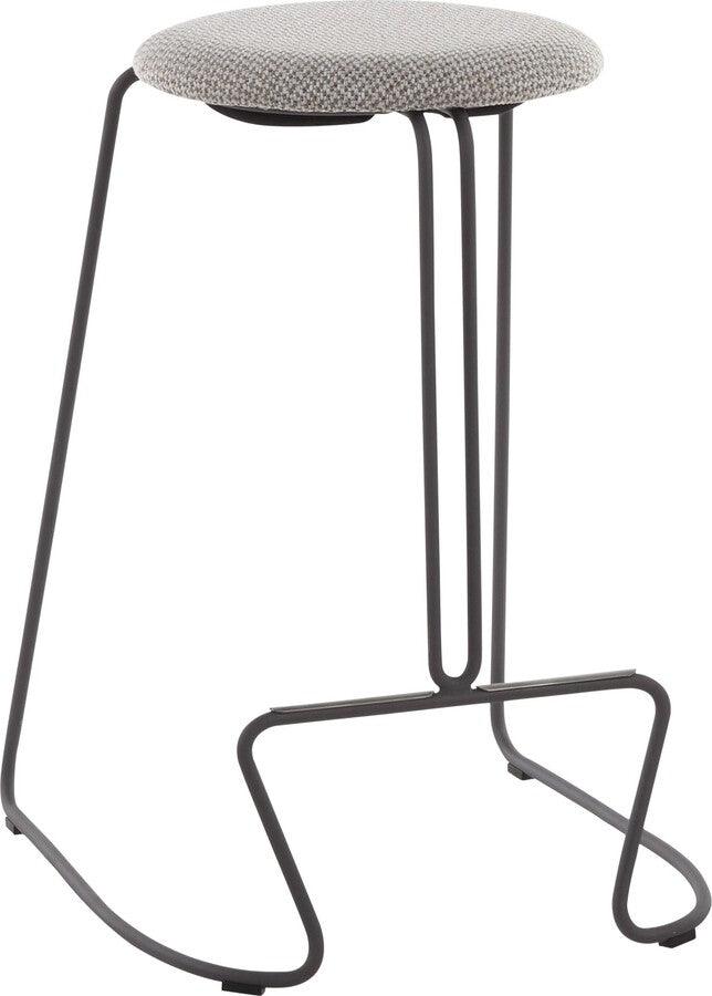 Lumisource Barstools - Finn Contemporary Counter Stool in Grey Steel and Light Grey Fabric - Set of 2