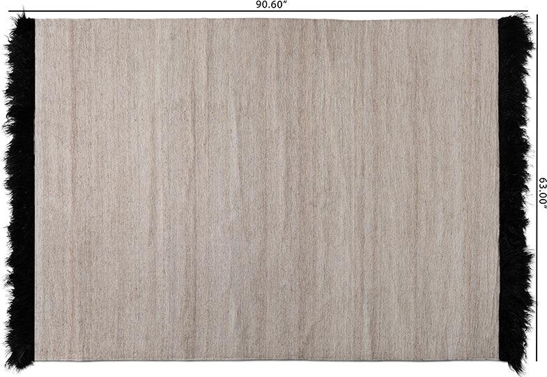 Wholesale Interiors Indoor Rugs - Dalston Modern and Contemporary Beige and Black Handwoven Wool Blend Area Rug