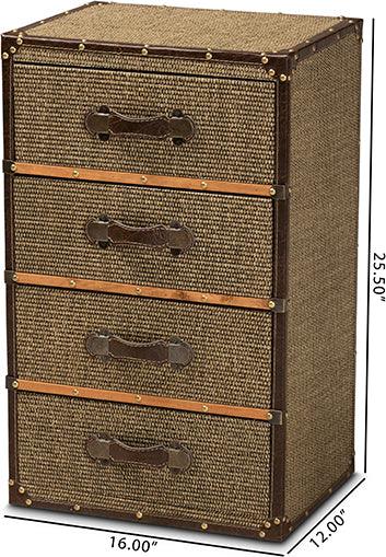 Wholesale Interiors Buffets & Cabinets - Owen Brown Fabric Upholstered 4-Drawer Accent Storage Cabinet