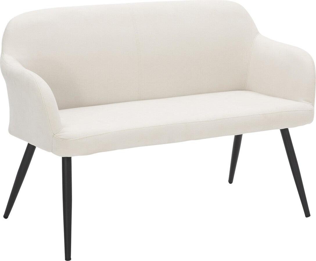 Lumisource Benches - Daniella Contemporary High Back Bench In Black Metal & Cream Fabric.