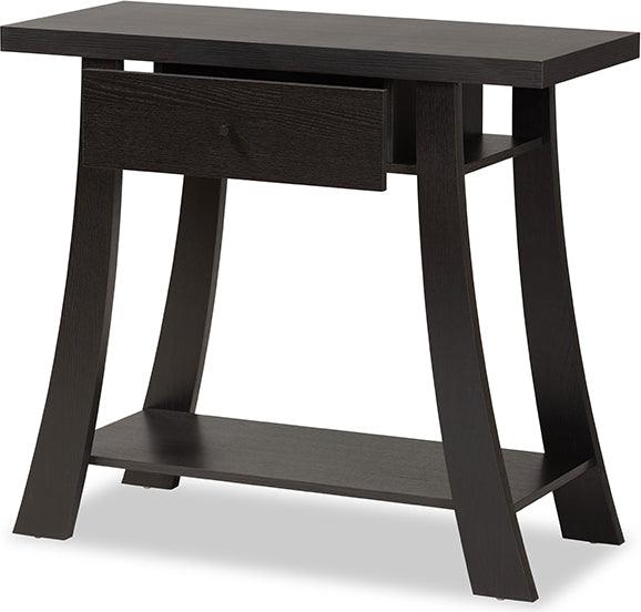 Wholesale Interiors Consoles - Herman Modern and Contemporary Dark Brown Finished Wood 1-Drawer Console Table