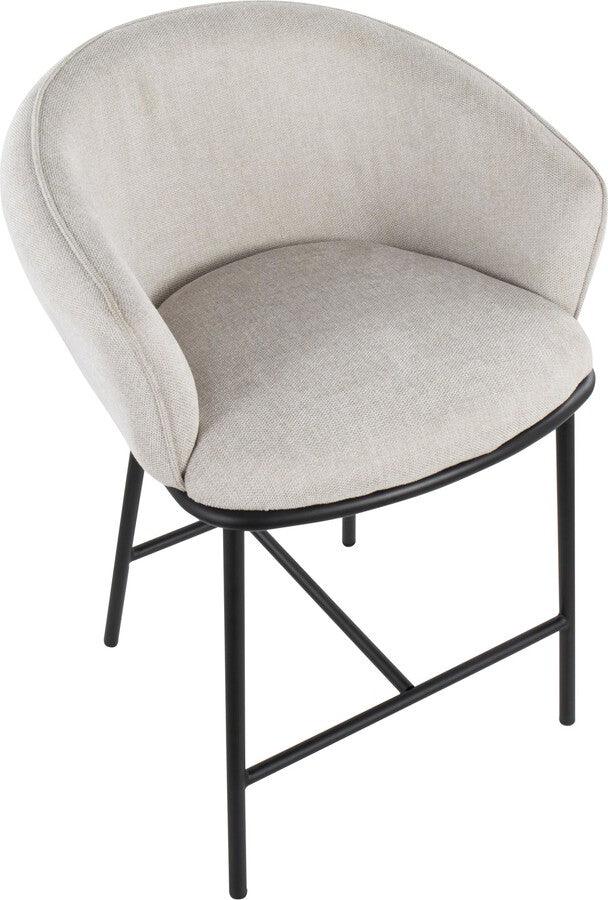 Lumisource Barstools - Ashland Counter Stool In Black Steel & Cream Fabric (Set of 2)