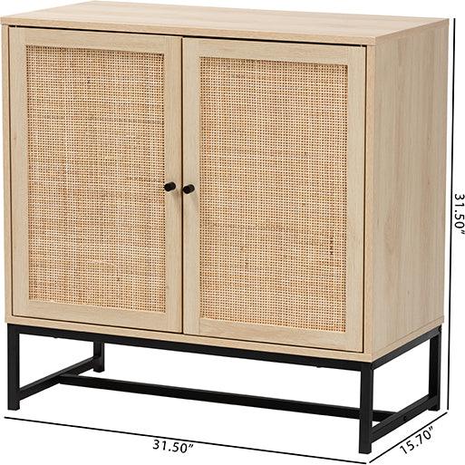 Wholesale Interiors Sideboards - Caterina Natural Brown Finished Wood and Natural Rattan 2-Door Storage Cabinet
