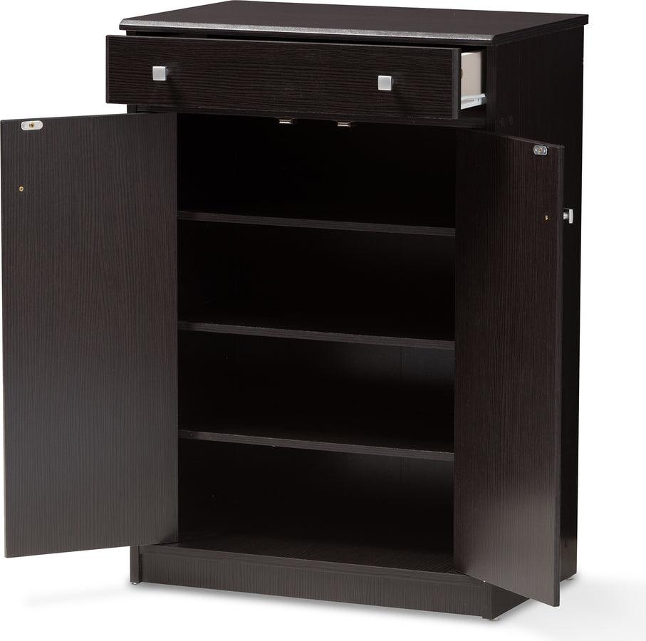 Wholesale Interiors Shoe Storage - Dariell Modern and Contemporary Wenge Brown Finished Shoe Cabinet