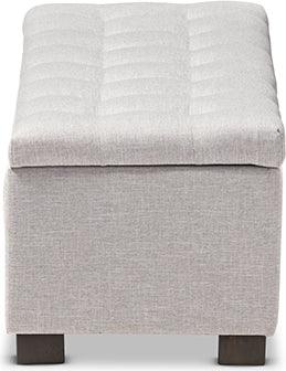 Wholesale Interiors Benches - Roanoke Grayish Beige Fabric Upholstered Grid-Tufting Storage Ottoman Bench