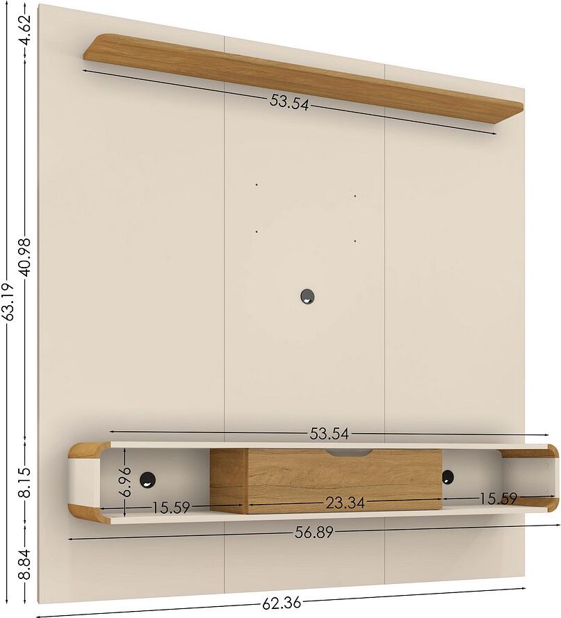 Manhattan Comfort TV & Media Units - Camberly 62.36 Floating Entertainment Center in Off White and Cinnamon