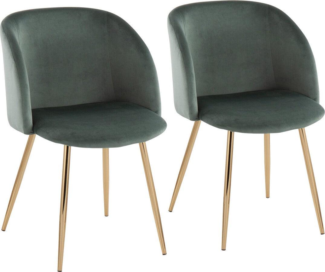 Lumisource Dining Chairs - Fran Contemporary Chair in Gold Metal and Sage Green Velvet - Set of 2