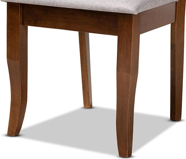 Wholesale Interiors Dining Sets - Adara Grey Fabric Upholstered and Walnut Brown Finished Wood 5-Piece Dining Set