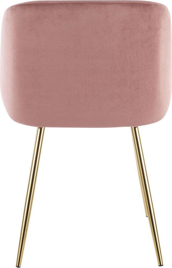 Lumisource Dining Chairs - Fran Contemporary Chair in Gold Metal and Pink Velvet - Set of 2