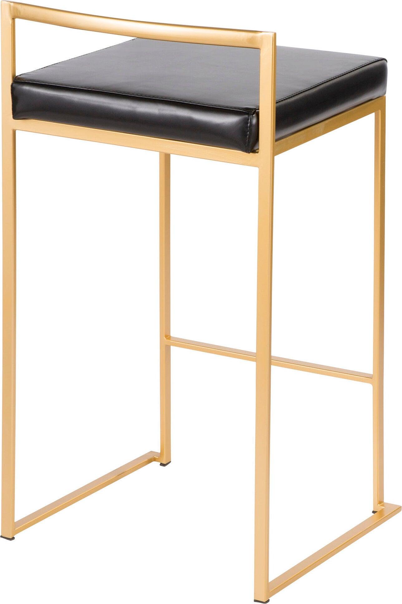 Lumisource Barstools - Fuji Stacker Counter Stool (Set of 2) Gold & Black