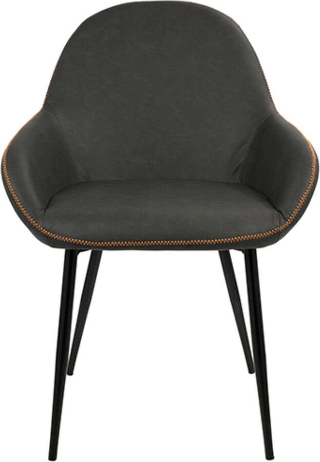 Lumisource Dining Chairs - Clubhouse Contemporary Dining Chair in Black with Grey Vintage Faux Leather - Set of 2