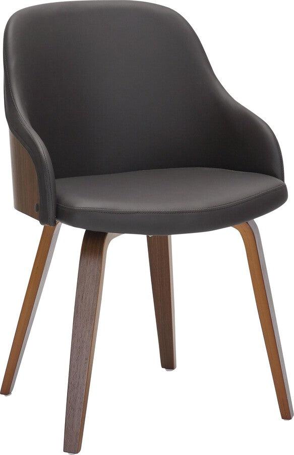 Lumisource Dining Chairs - Bacci Dining/Accent Chair In Walnut Wood & Brown Faux Leather