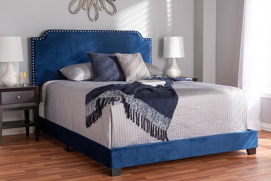Wholesale Interiors Beds - Darcy Queen Bed Navy Blue