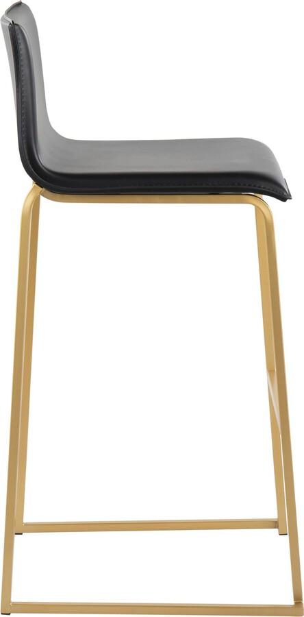 Lumisource Barstools - Mara Barstool In Gold Steel & Black Faux Leather (Set of 2)