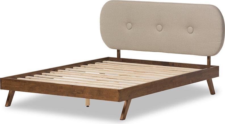 Wholesale Interiors Beds - Penelope Queen Bed Light Beige/Walnut' Brown