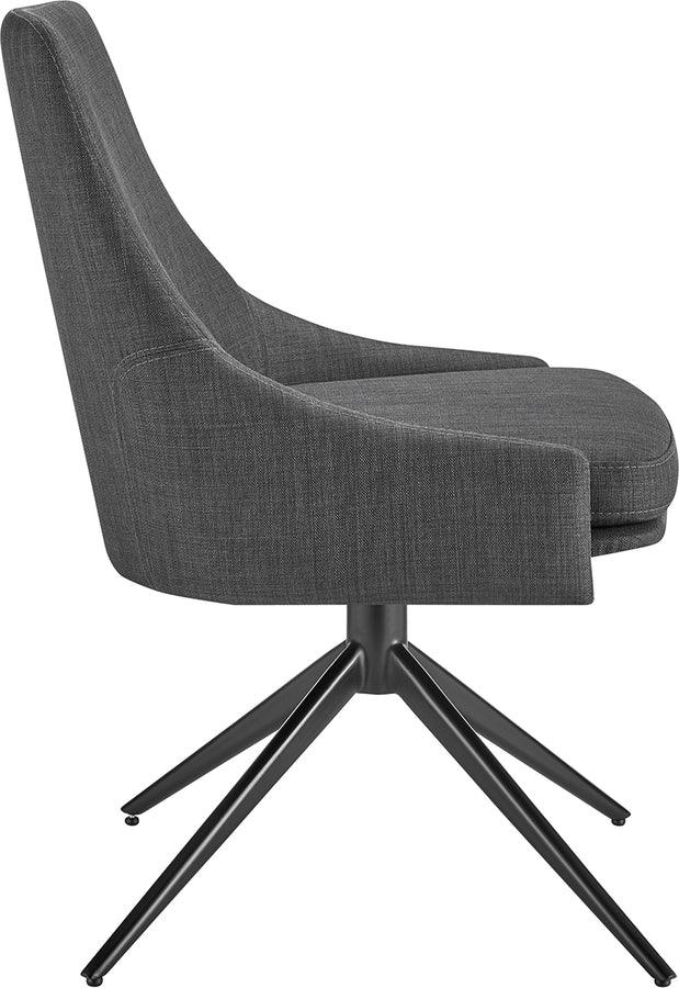 Euro Style Dining Chairs - Signa Side Chair in Charcoal Fabric with Black Steel Base