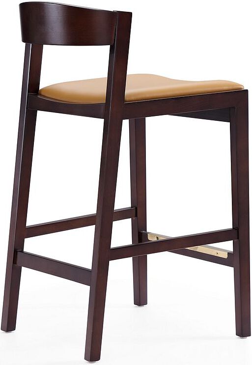 Manhattan Comfort Barstools - Klismos 36.75 in. Camel & Dark Walnut Beech Wood Counter Height Bar Stool (Set of 2)