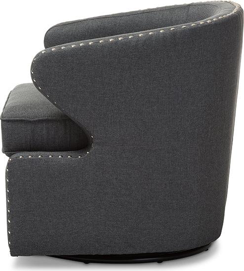 Wholesale Interiors Accent Chairs - Finley Mid-Century Modern Grey Fabric Upholstered Swivel Armchair
