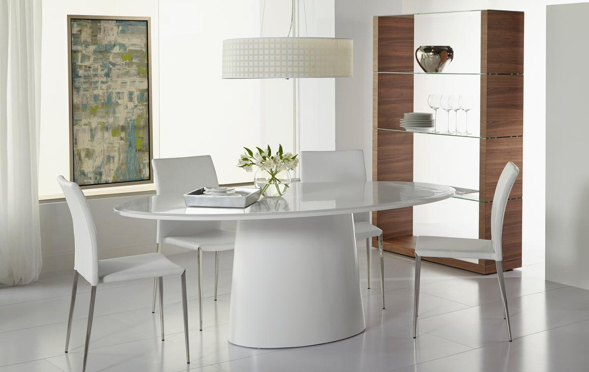 Euro Style Dining Tables - Deodat 79-inch Oval Dining Table in Matte White