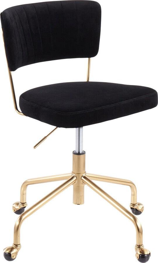 Lumisource Task Chairs - Tania Contemporary Task Chair in Gold Metal & Black Velvet