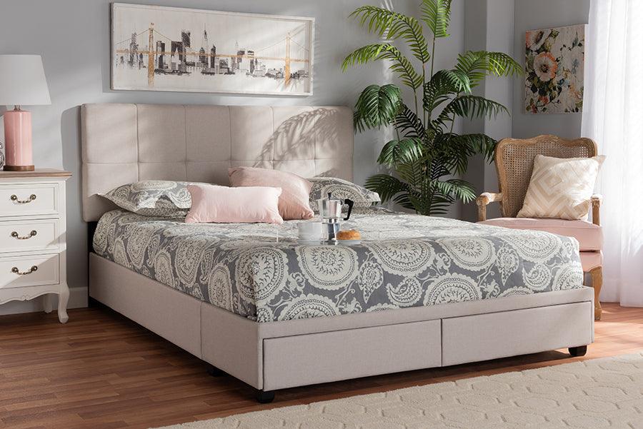 Wholesale Interiors Beds - Netti King Storage Bed Beige & Black