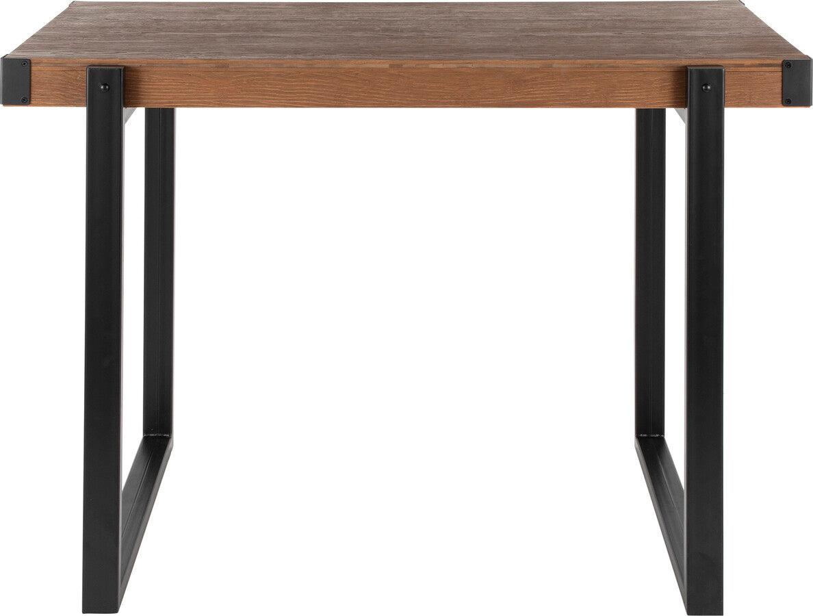 Lumisource Bar Tables - Odessa Industrial Counter Table in Black Metal and Brown Wood-Pressed Grain Bamboo