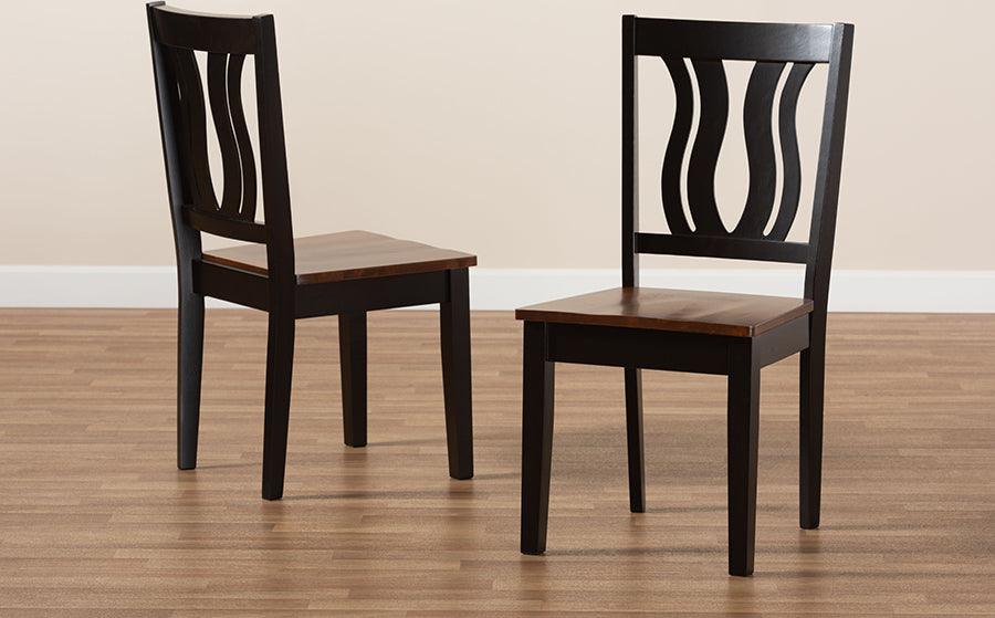 Wholesale Interiors Dining Chairs - Fenton Contemporary Two-Tone Brown and Walnut Brown Wood 2-Piece Dining Chair Set